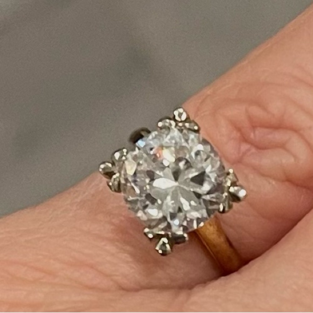 Gold and Silver Women's Ring with Crystal Accent